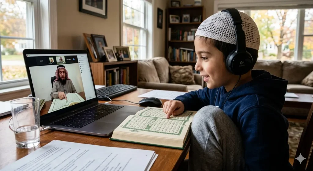 Student taking online quran classes usa